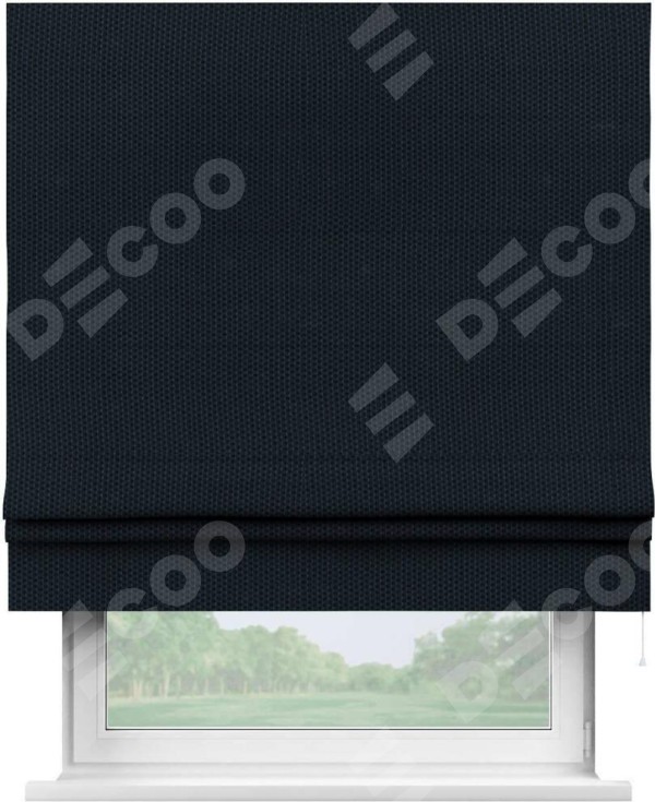 Римская штора «Кортин» для проема, ткань лён димаут max, синий