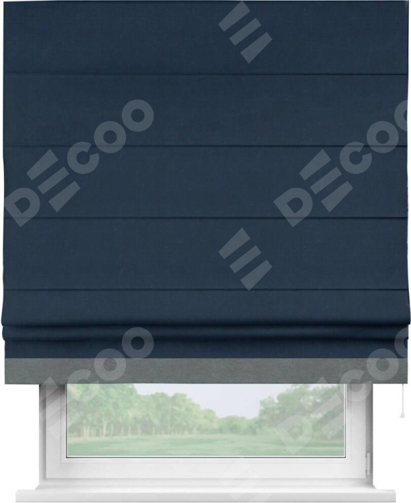 Римская штора с кантом Джестер, для проема, вельвет темно-синий