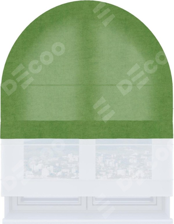 Римская штора «Кортин» день-ночь для арочного проёма, ткань вельвет салатовый