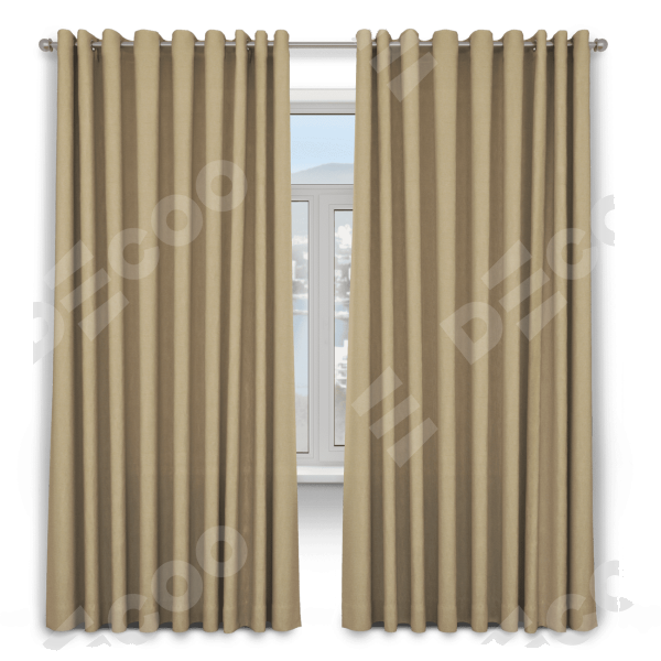 Шторы на люверсах ткань лён димаут, тёмно-бежевый