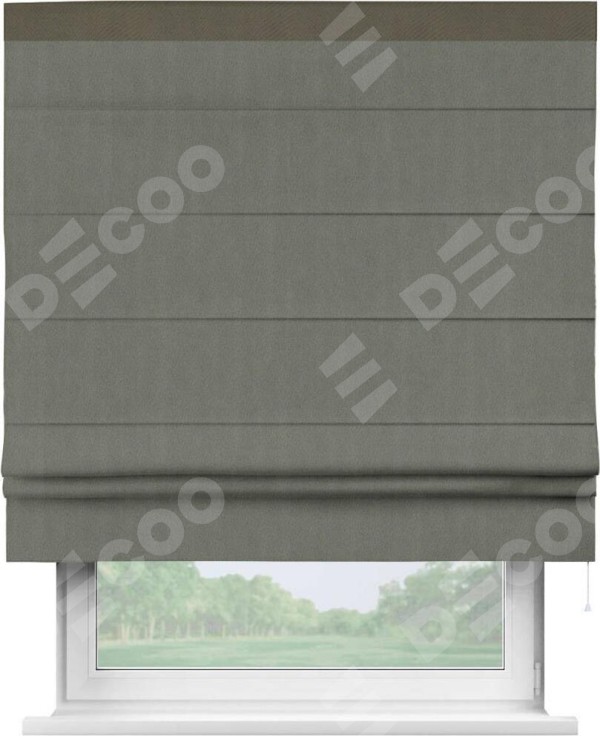 Римская штора «Кортин» с кантом Кинг, для проема, ткань блэкаут однотонный тёмно-серый