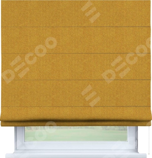 Римская штора «Кортин» для проема, ткань твид блэкаут, медово-желтый