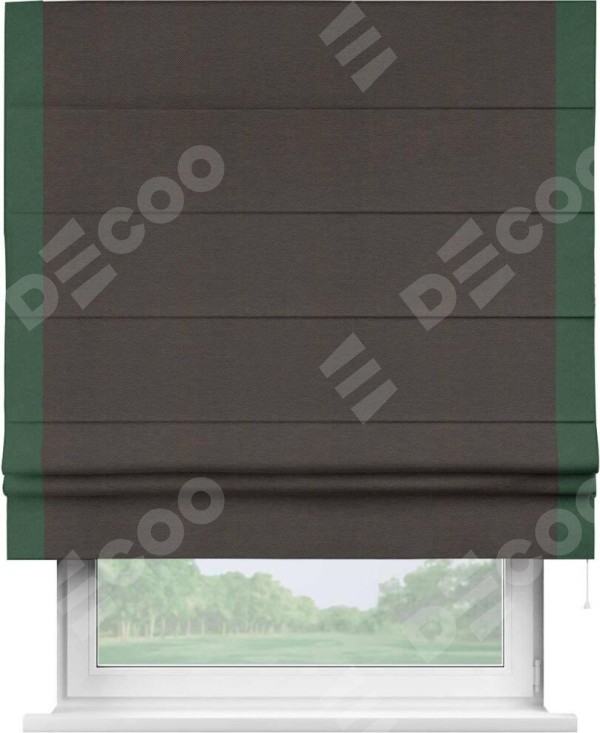 Римская штора «Кортин» с кантом Стрим Дуо, для проема, ткань лён димаут, венге