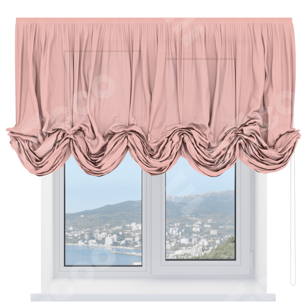 Австрийская штора «Кортин», лён розовый