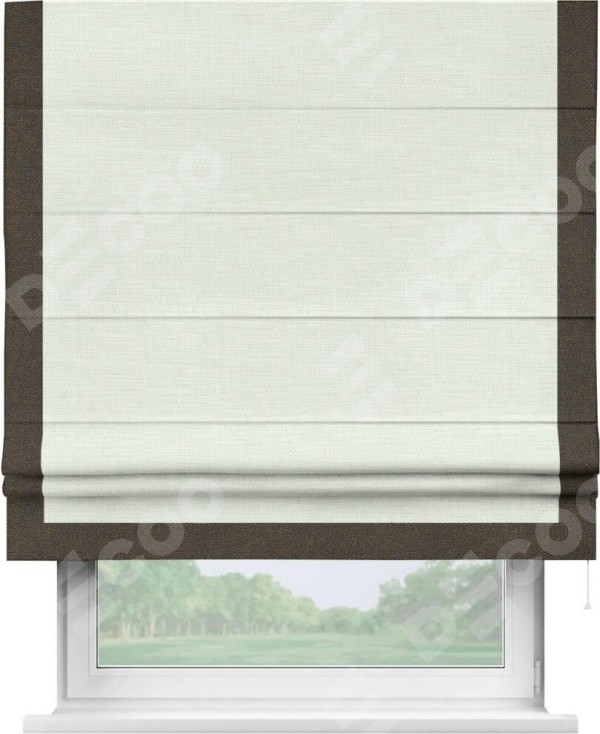 Римская штора «Кортин» с кантом Виктория, для проема, ткань лён молочный